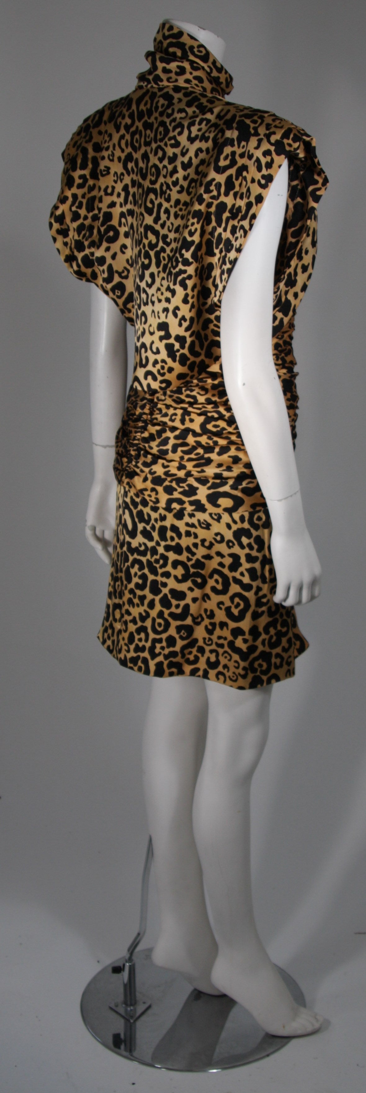 Vicky Tiel Silk Animal Print Bustier Dress with Capelet Size Small 2