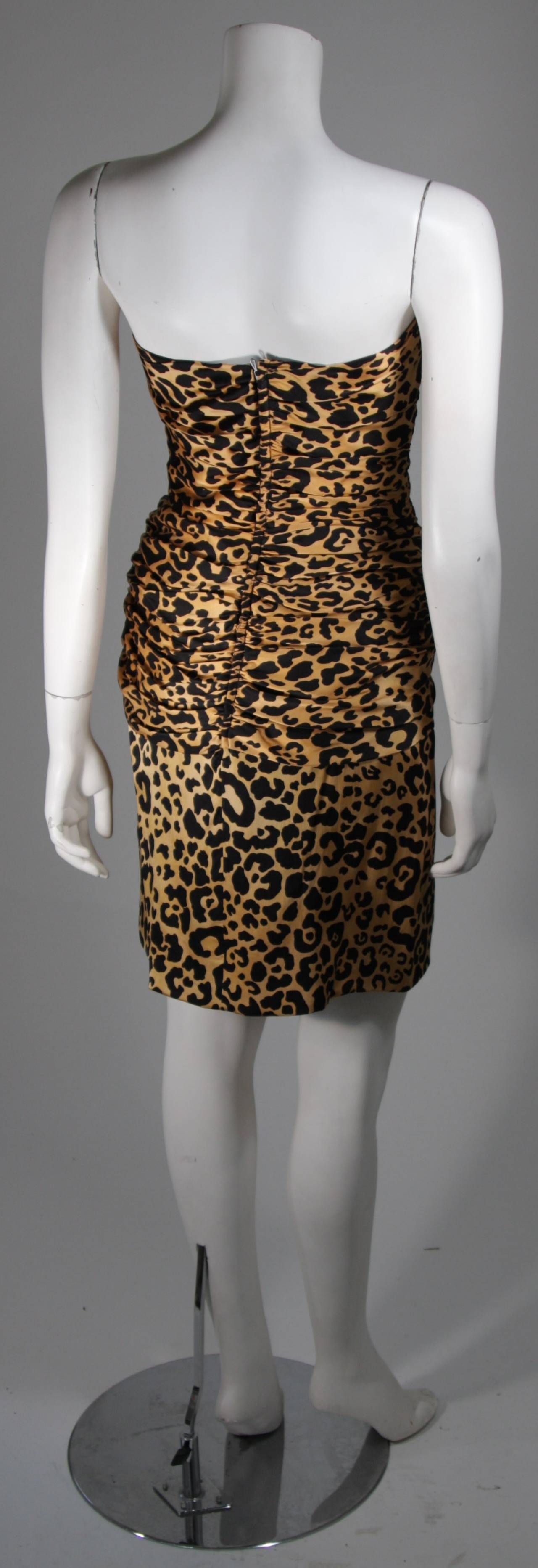 Vicky Tiel Silk Animal Print Bustier Dress with Capelet Size Small 1