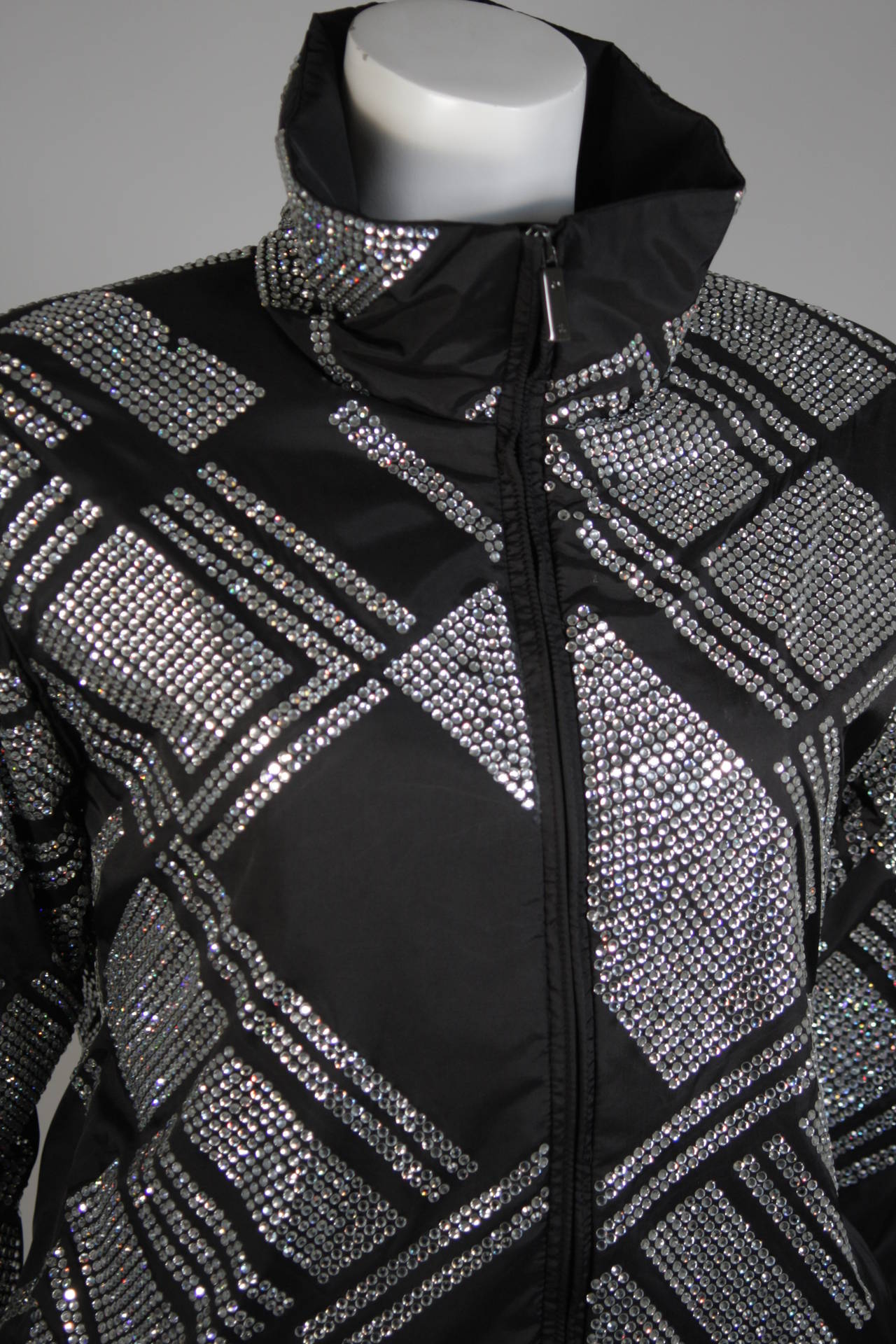 Ralph Lauren Heavily Embellished Rhinestone Nylon Jacket Size Small In Excellent Condition In Los Angeles, CA