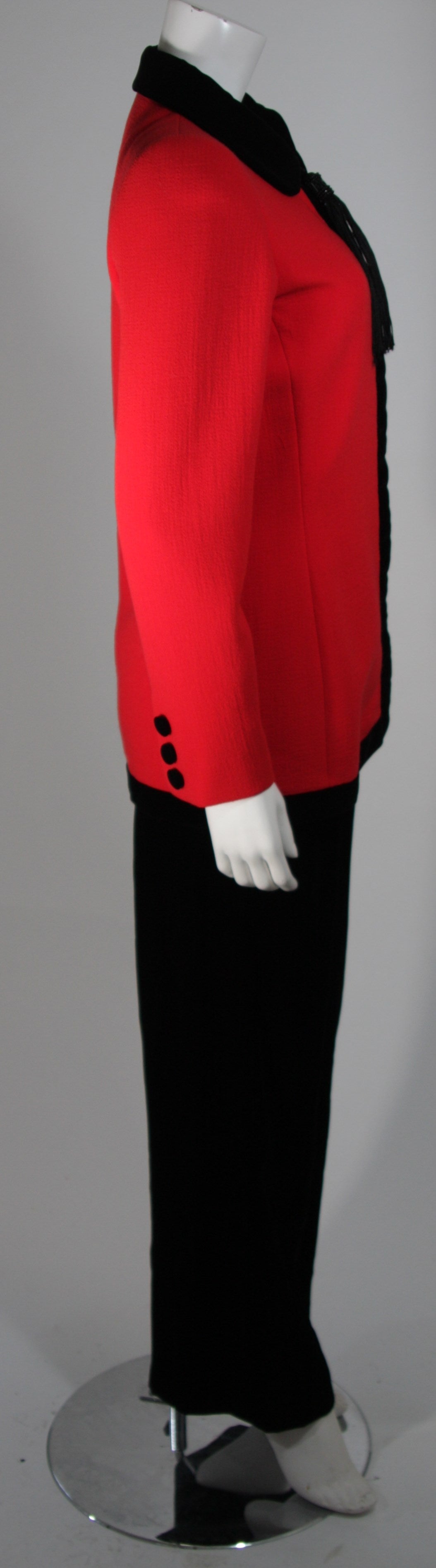 Carolina Herrera Red Wool and Velvet Evening Pant Suit Size Small 4 1