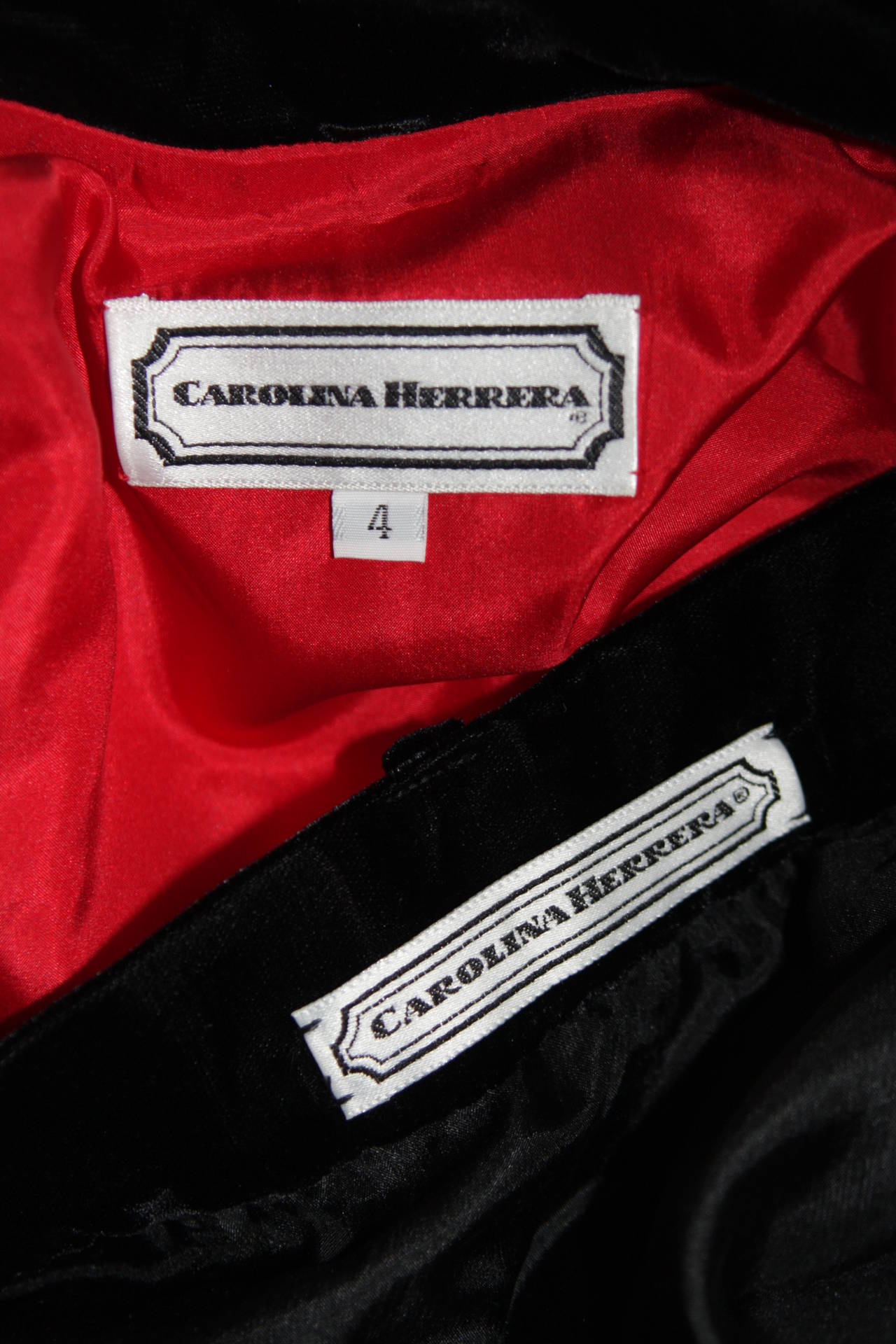 Carolina Herrera Red Wool and Velvet Evening Pant Suit Size Small 4 6