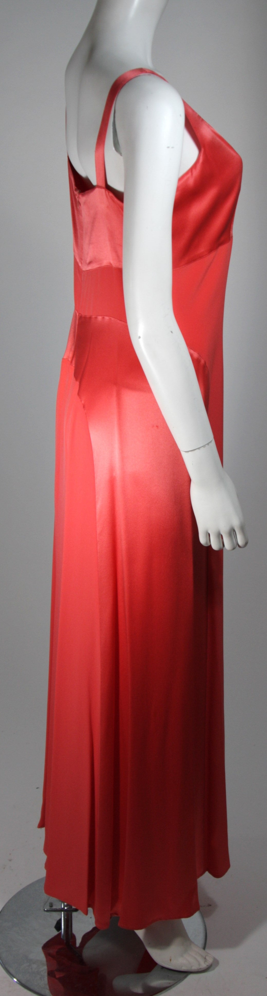 Moschino Coral Silk Gown Size 44 10 In Excellent Condition For Sale In Los Angeles, CA