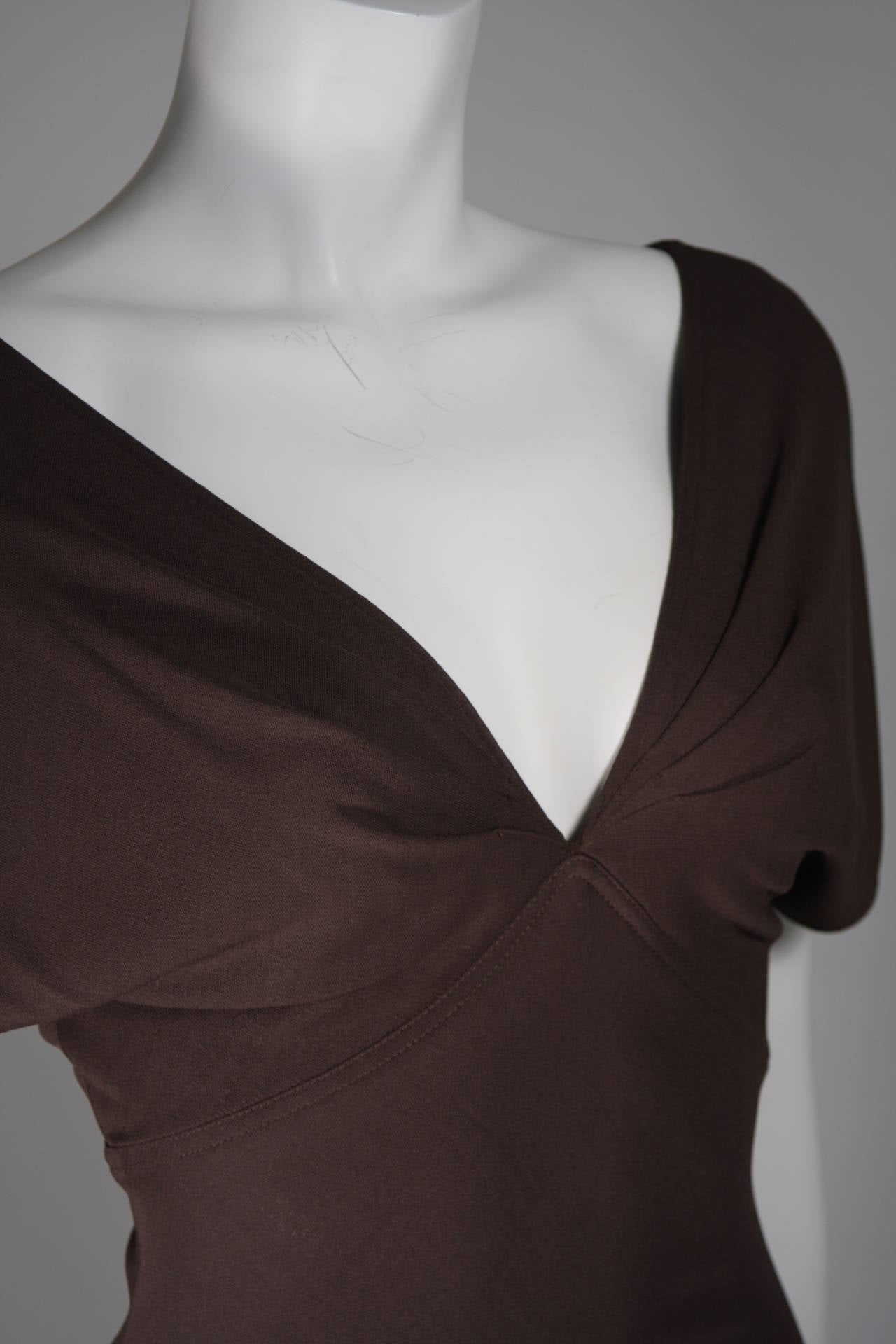 Women's Emanuel Ungaro 1990's Brown Jersey Gown Size 8