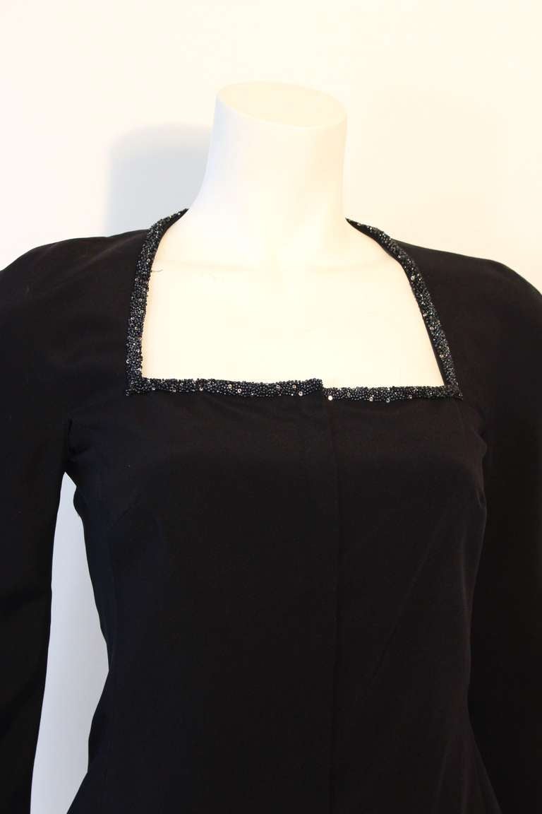 1990s Gianni Versace Couture Black Evening Suit Metallic Black Caviar Bead trim 3