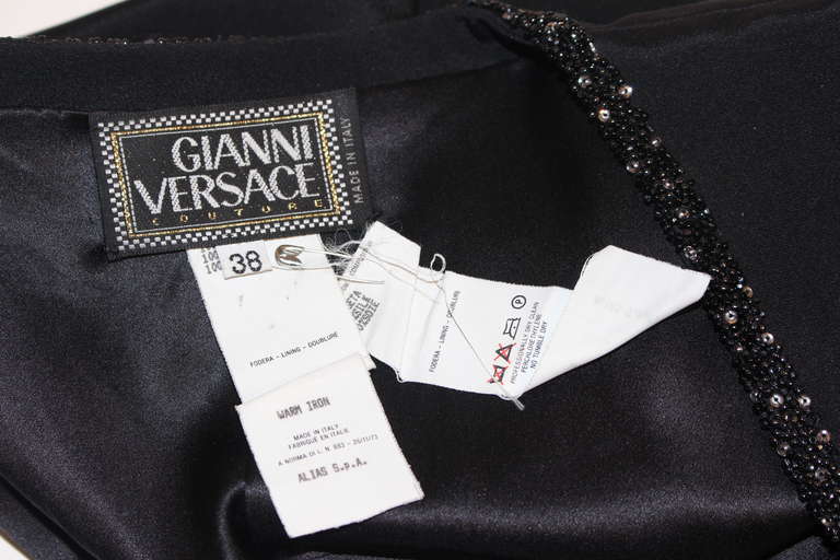 1990s Gianni Versace Couture Black Evening Suit Metallic Black Caviar Bead trim 6