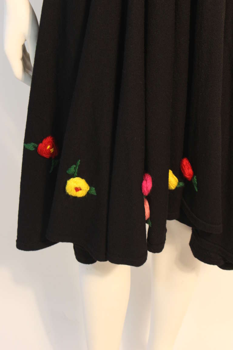 1980s Sonia Rykiel Sweater Dress Set with Knit Flower Details Size S 2