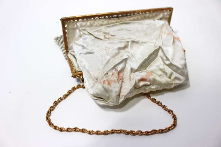 Breathtaking 1940's 18k Gold & Pearl Handbag with Sapphires & Diamonds 6