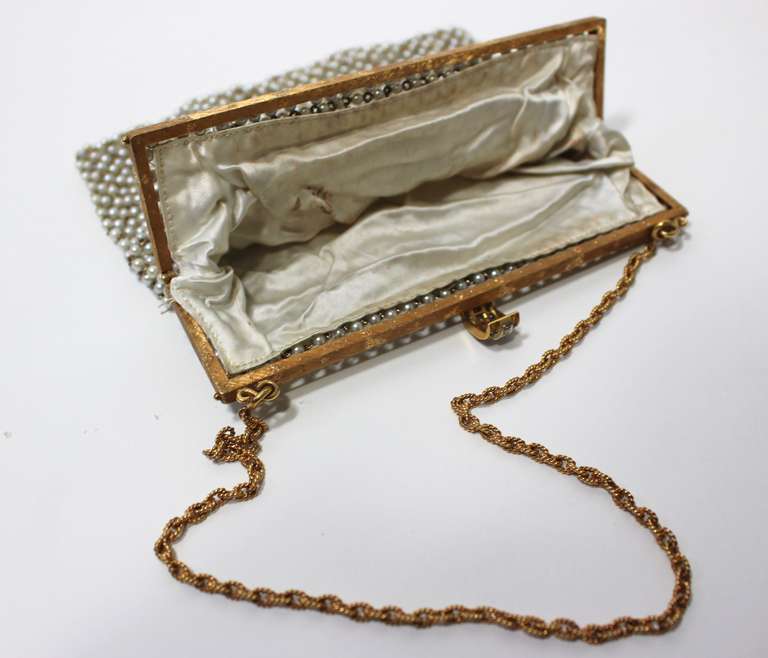 Breathtaking 1940's 18k Gold & Pearl Handbag with Sapphires & Diamonds 5