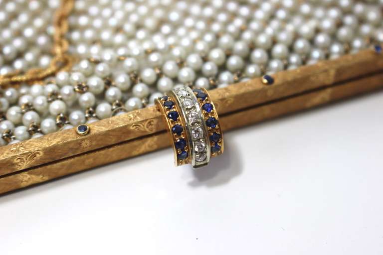 Women's Breathtaking 1940's 18k Gold & Pearl Handbag with Sapphires & Diamonds