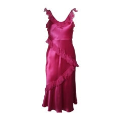 Christian Dior Ruffled Pink Silk Chiffon Dress Size XS