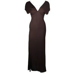 Emanuel Ungaro 1990's Brown Jersey Gown Size 8 6