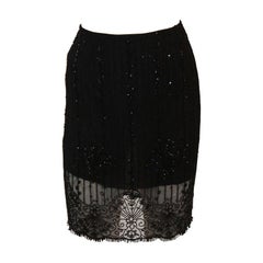 Exquisite Emanuel Ungaro Black Embellished Skirt Size Small