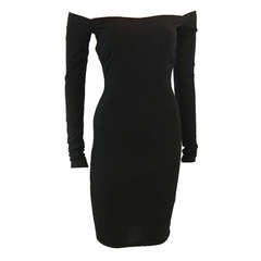 Vintage Curve Loving Dolce and Gabbana Black Stretch Silk Dress Size 40