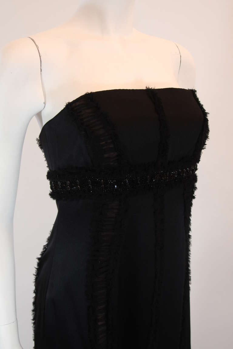 Wonderful Badgley Mischka Black Silk Cocktail Dress Size Small In Excellent Condition For Sale In Los Angeles, CA