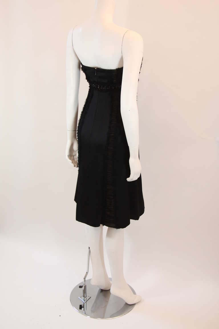 Wonderful Badgley Mischka Black Silk Cocktail Dress Size Small For Sale 1