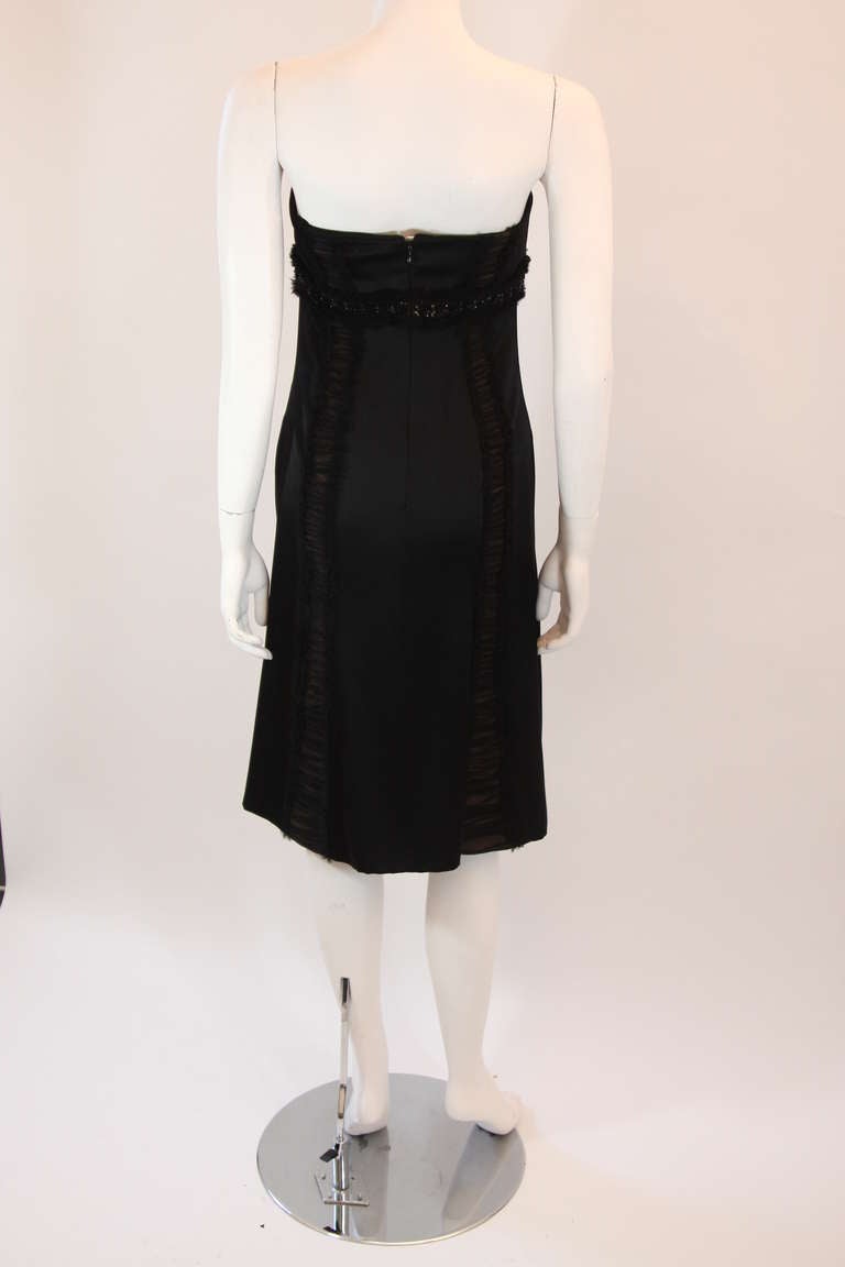 Wonderful Badgley Mischka Black Silk Cocktail Dress Size Small For Sale 2