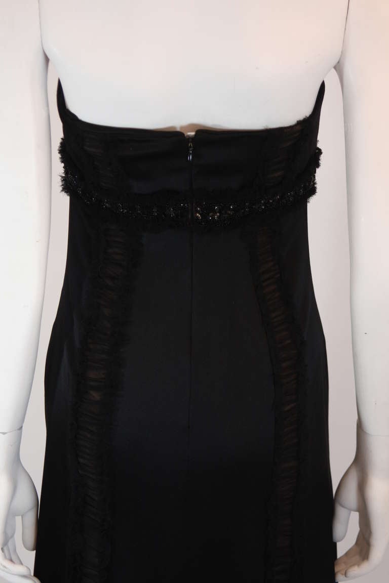 Wonderful Badgley Mischka Black Silk Cocktail Dress Size Small For Sale 3