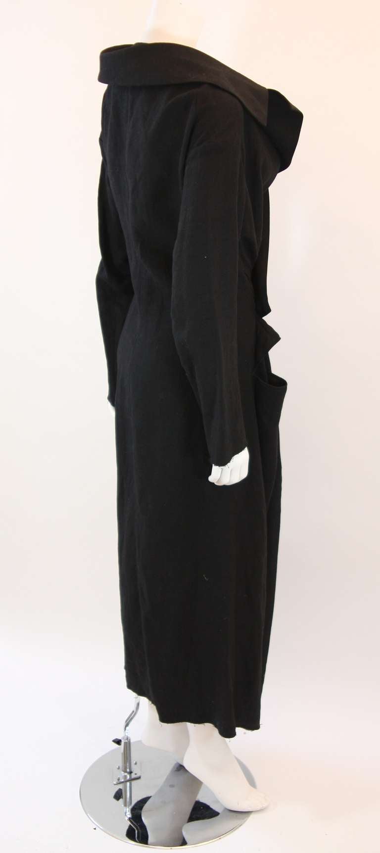 Exquisite Yohji Yamamoto Black Linen Trench Coat Size 3 3