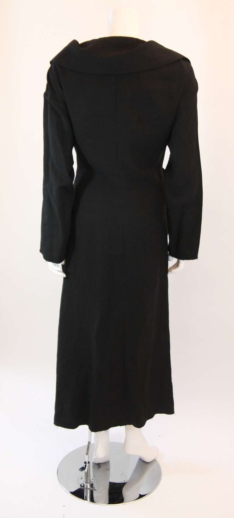 Exquisite Yohji Yamamoto Black Linen Trench Coat Size 3 4
