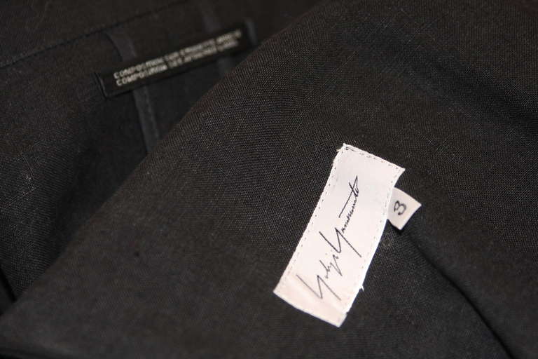 Exquisite Yohji Yamamoto Black Linen Trench Coat Size 3 5