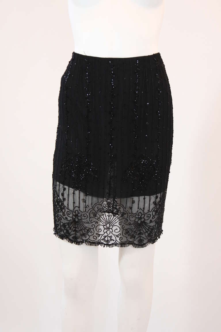 Women's Exquisite Emanuel Ungaro Black Embellished Skirt Size Small For Sale