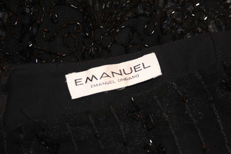 Exquisite Emanuel Ungaro Black Embellished Skirt Size Small For Sale 3