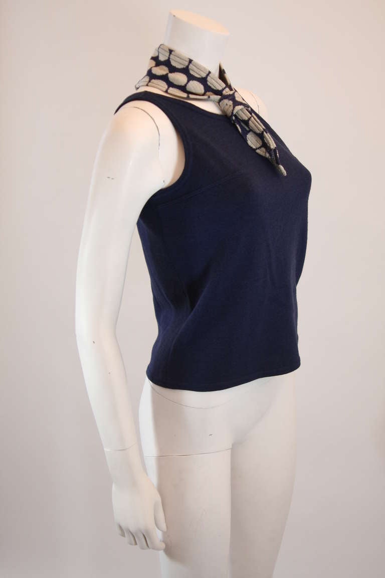 Noir Rudi Gernreich - Chemisier en tricot extensible avec écharpe attachée, taille 8 en vente
