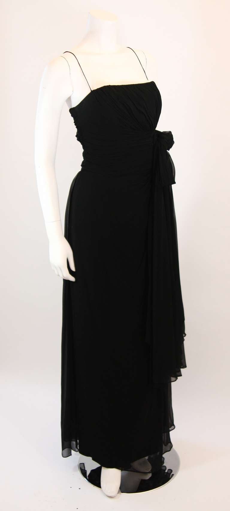 Emma Domb Black Silk Chiffon Gown Size S For Sale at 1stDibs | emma ...