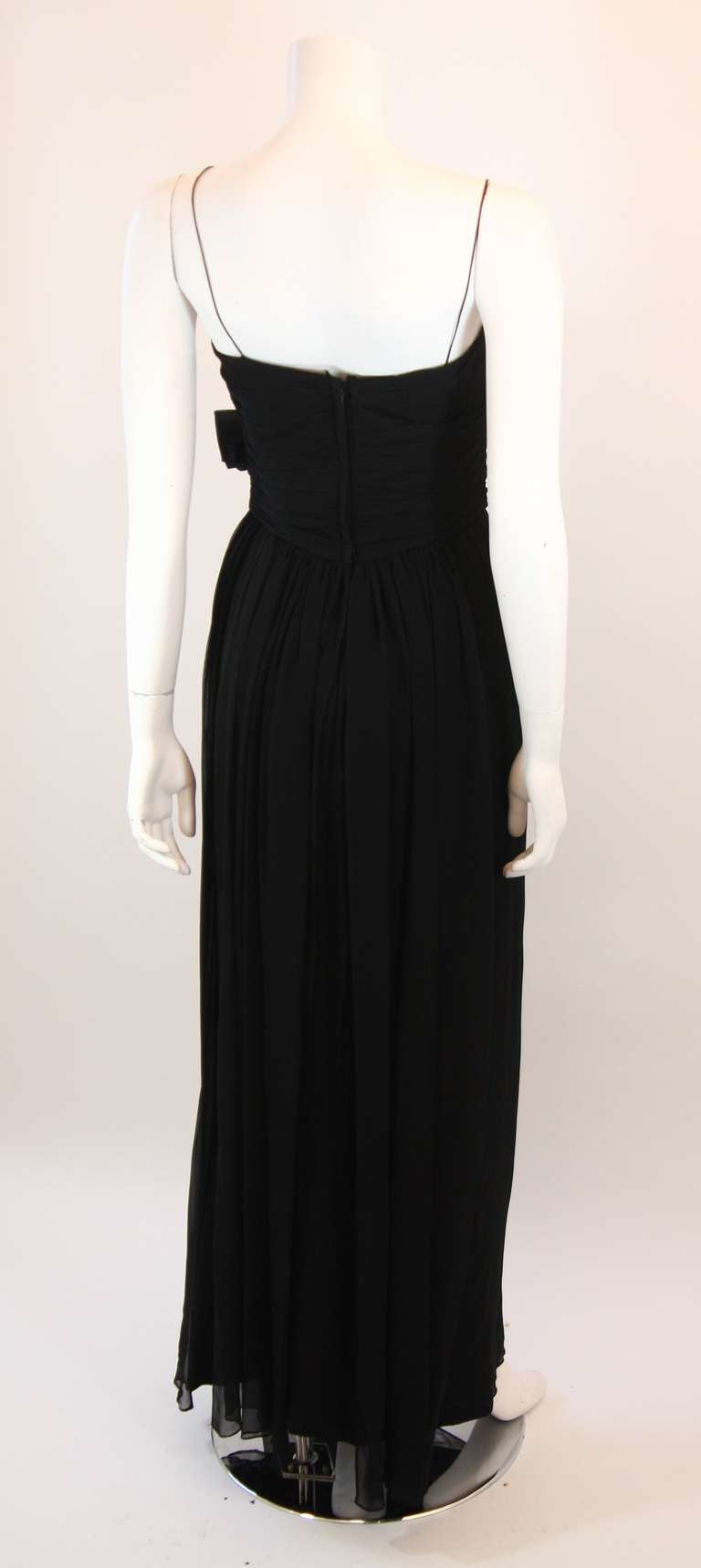 Women's Emma Domb Black Silk Chiffon Gown Size S For Sale