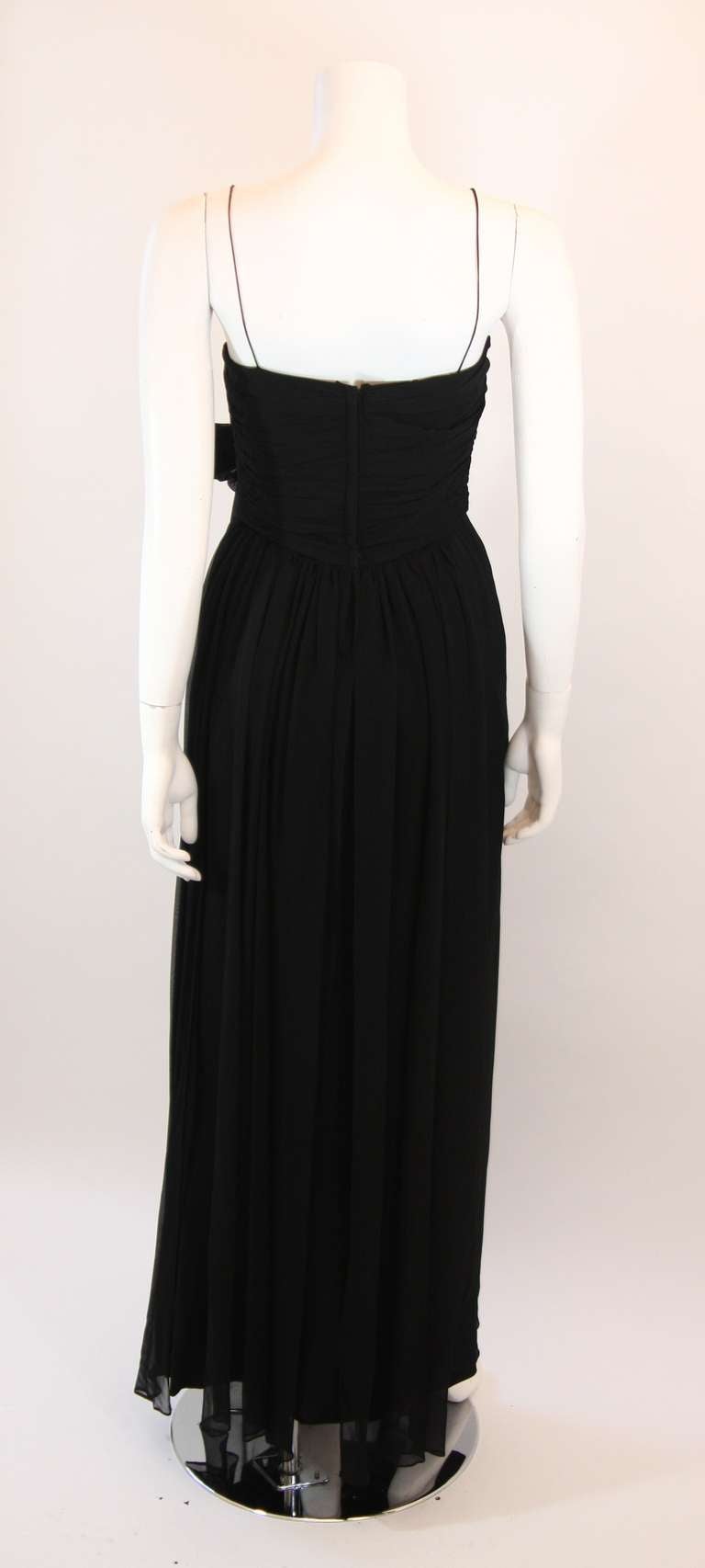 Emma Domb Black Silk Chiffon Gown Size S For Sale 1