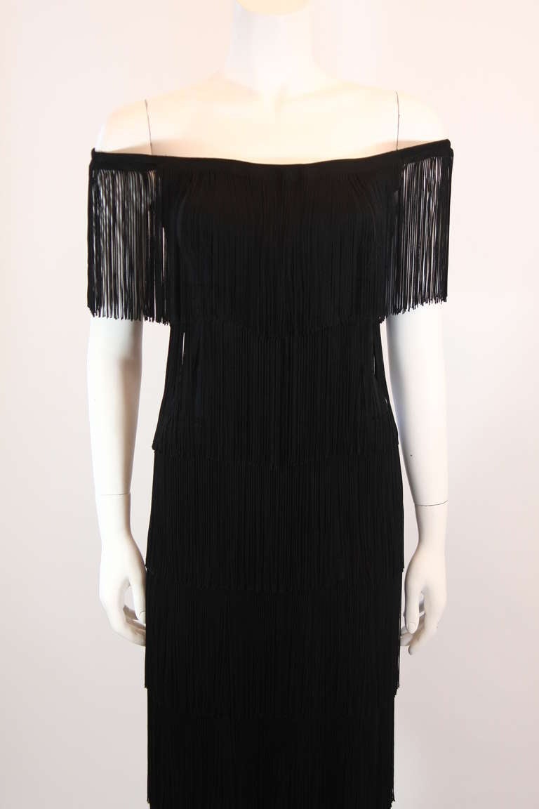 Stunning Loris Azzaro Black Fringe Gown 2