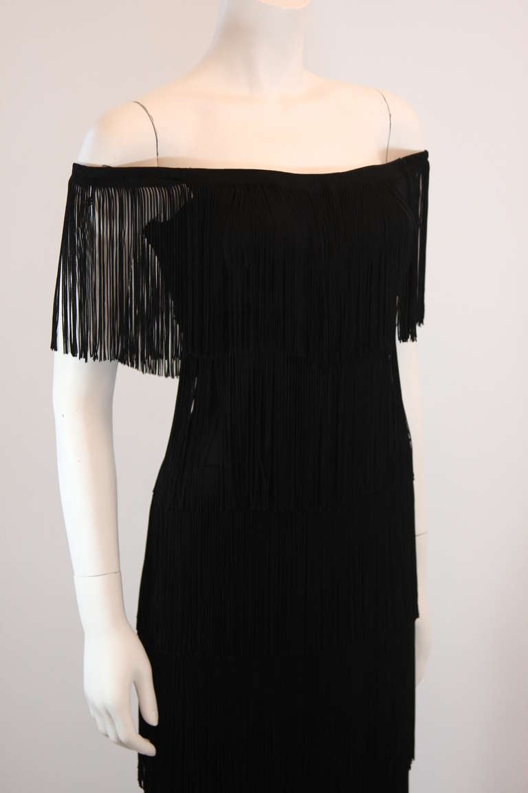 Stunning Loris Azzaro Black Fringe Gown 3