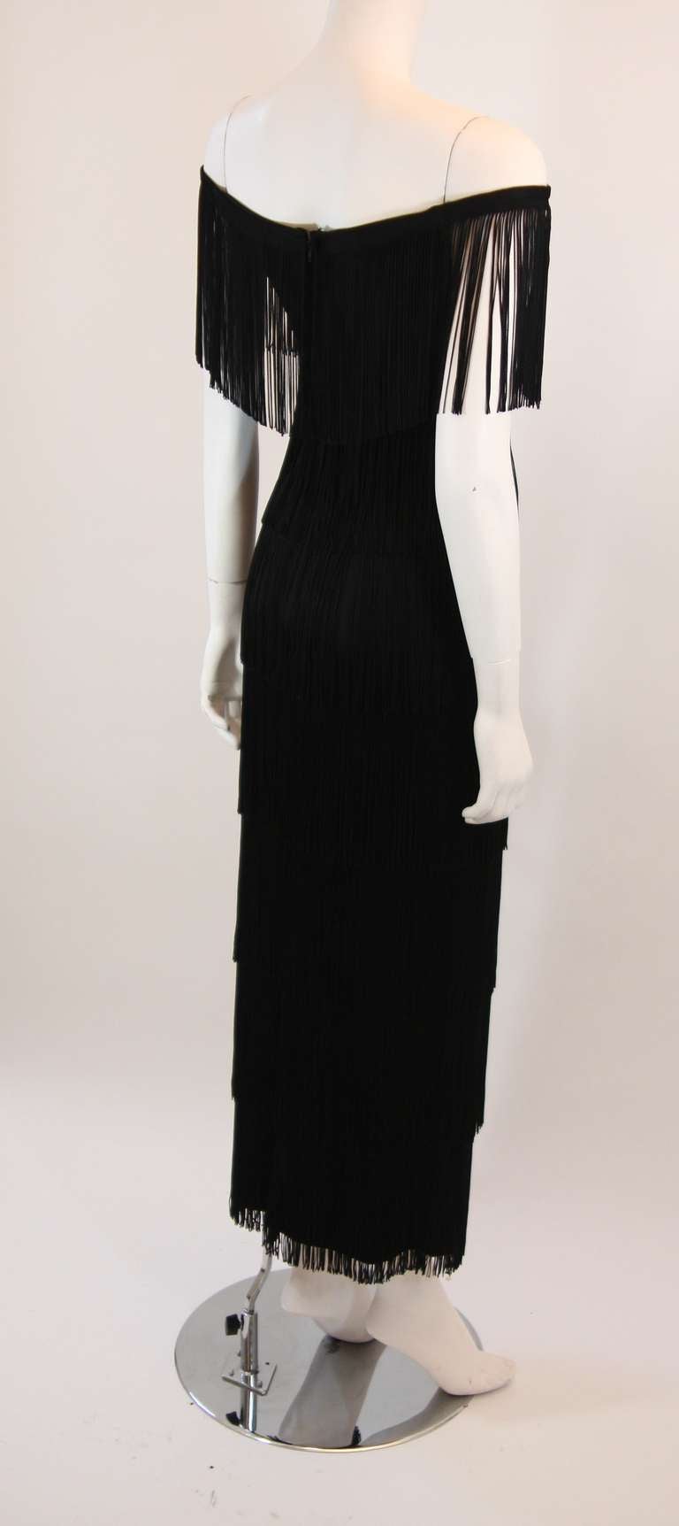 Women's Stunning Loris Azzaro Black Fringe Gown