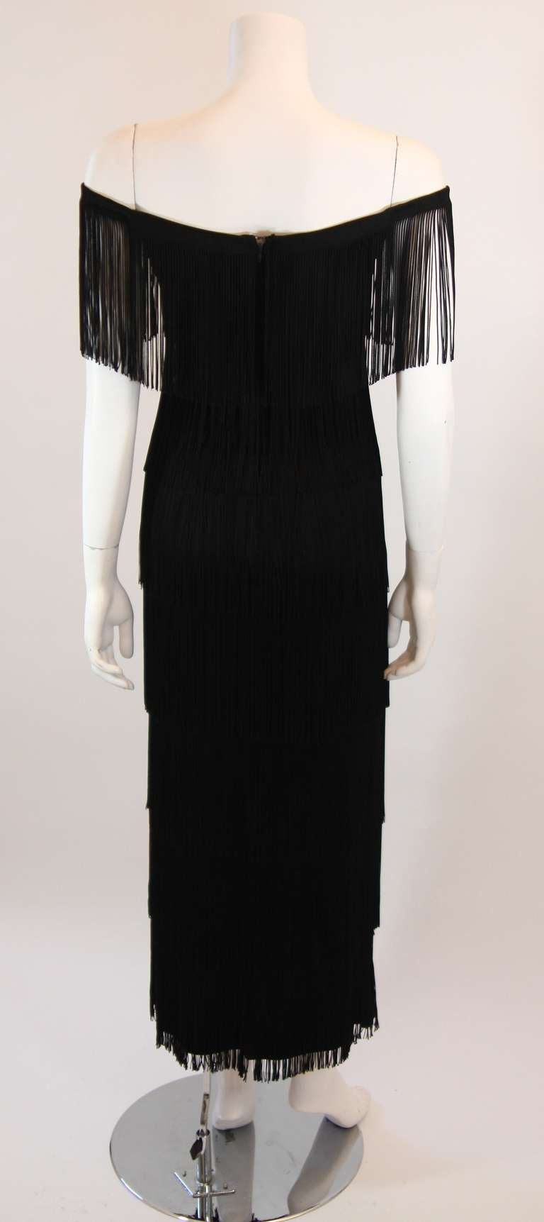 Stunning Loris Azzaro Black Fringe Gown 1