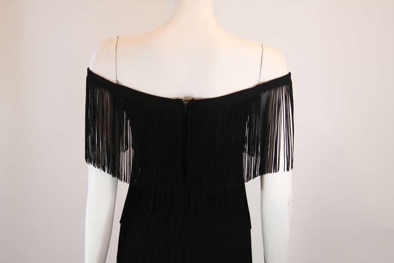 Stunning Loris Azzaro Black Fringe Gown 4