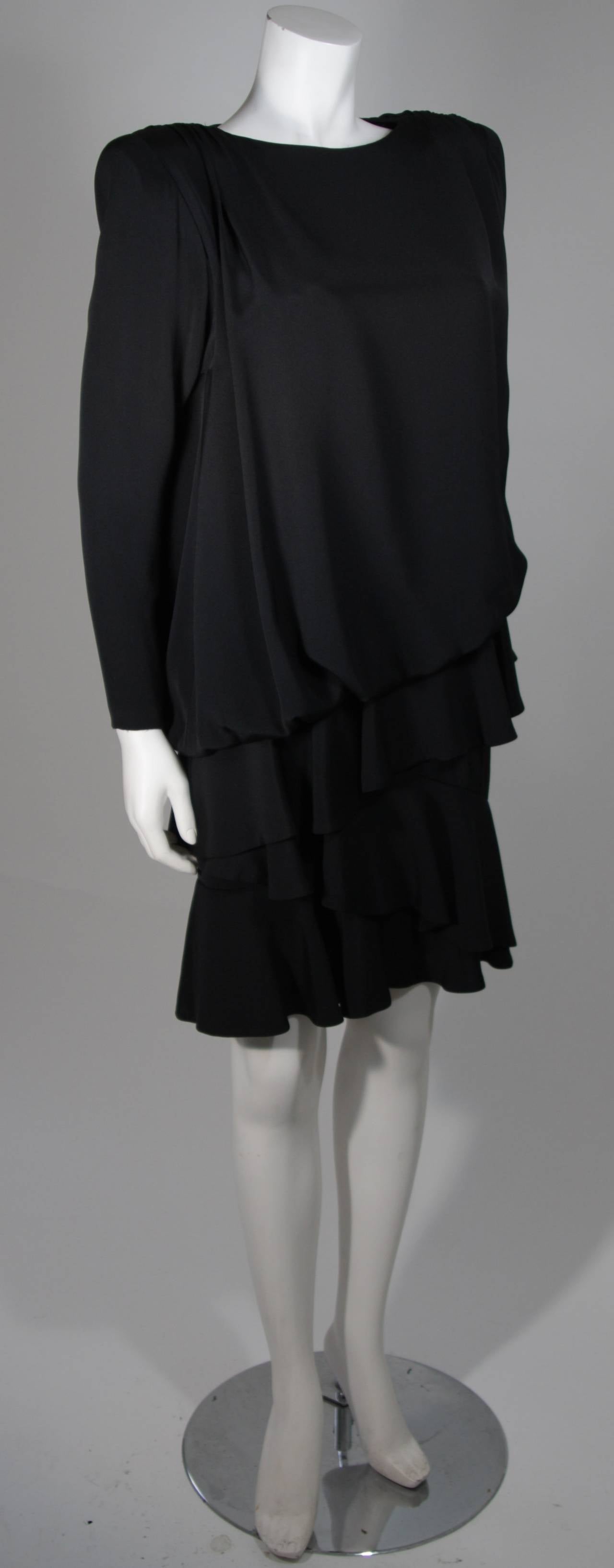 Galanos Silk Structured Shoulder Cocktail Dress Size 2 4 1