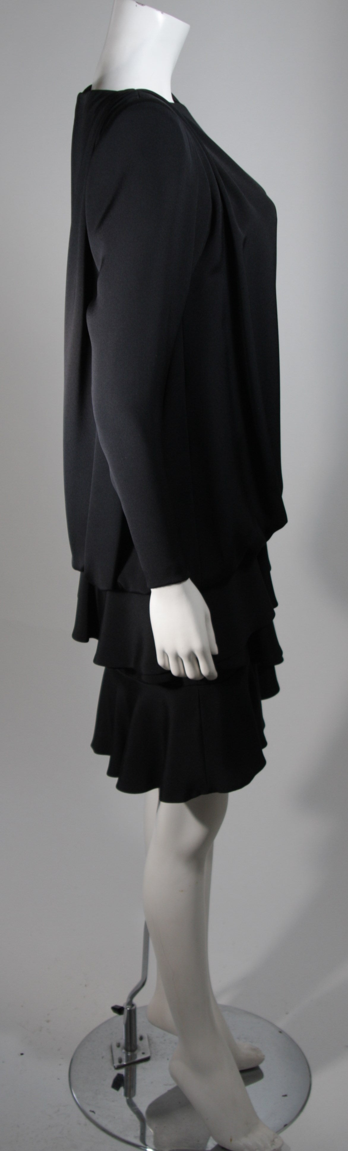 Galanos Silk Structured Shoulder Cocktail Dress Size 2 4 2