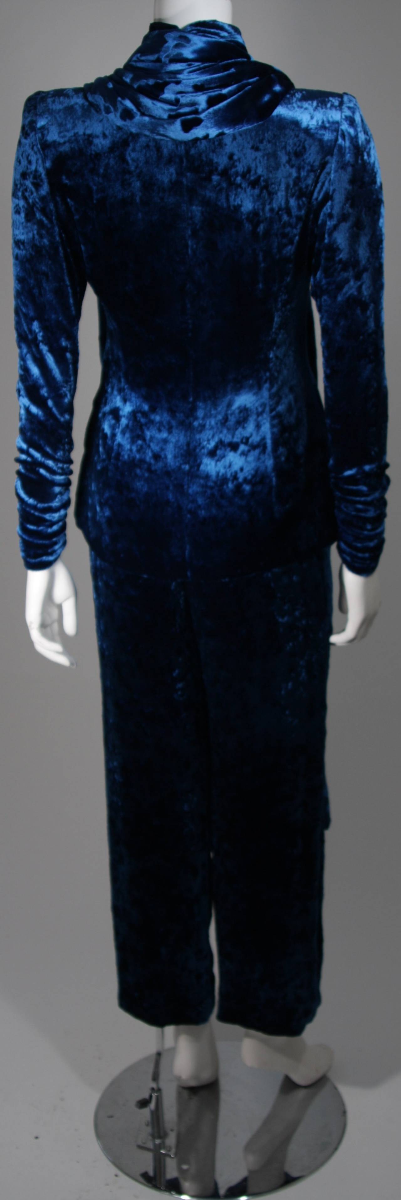 Galanos Couture Vibrant Blue Velvet Evening Ensemble Size Small 2