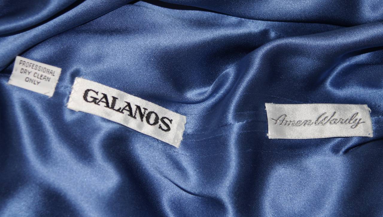 Galanos Couture Vibrant Blue Velvet Evening Ensemble Size Small 6