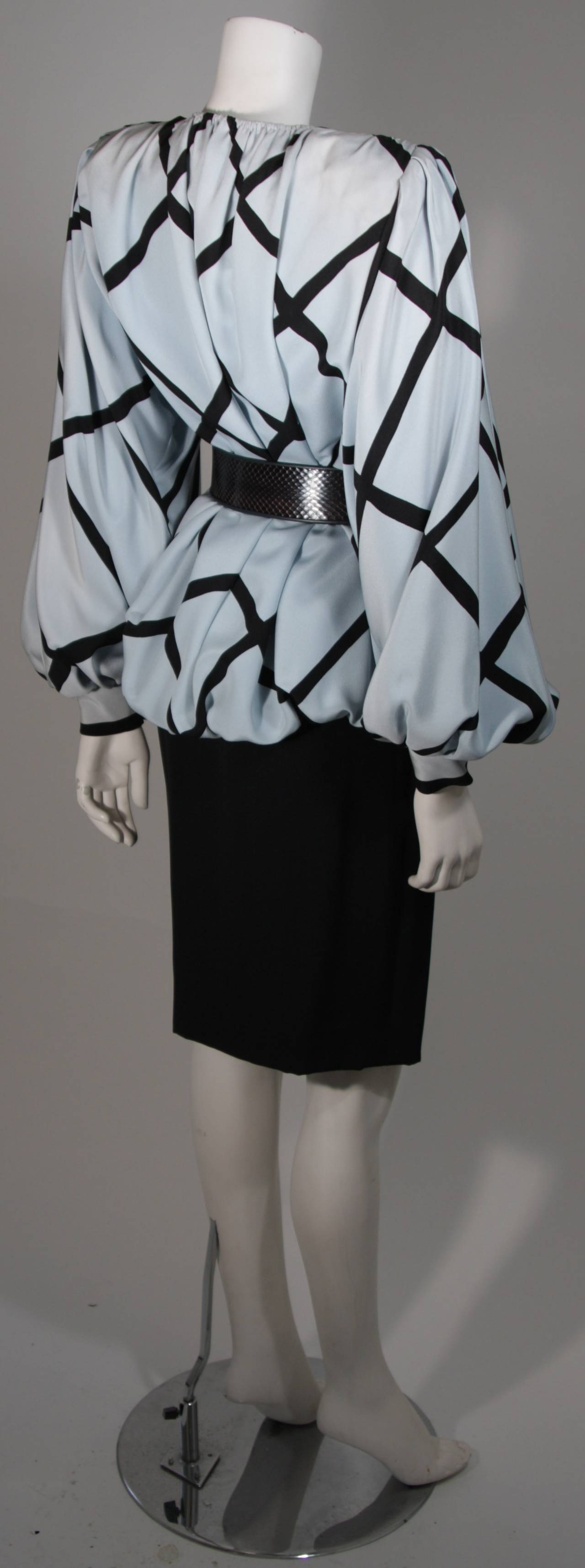 Galanos Couture Blouse and Skirt Ensemble with Belt Size 2 4 2