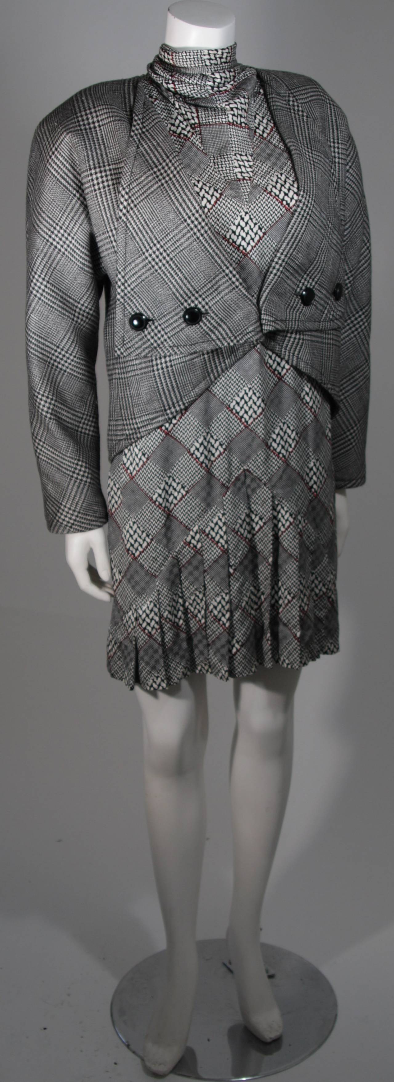 Women's Galanos Couture Houndstooth Dress and Coat Ensemble Size 2 4 6