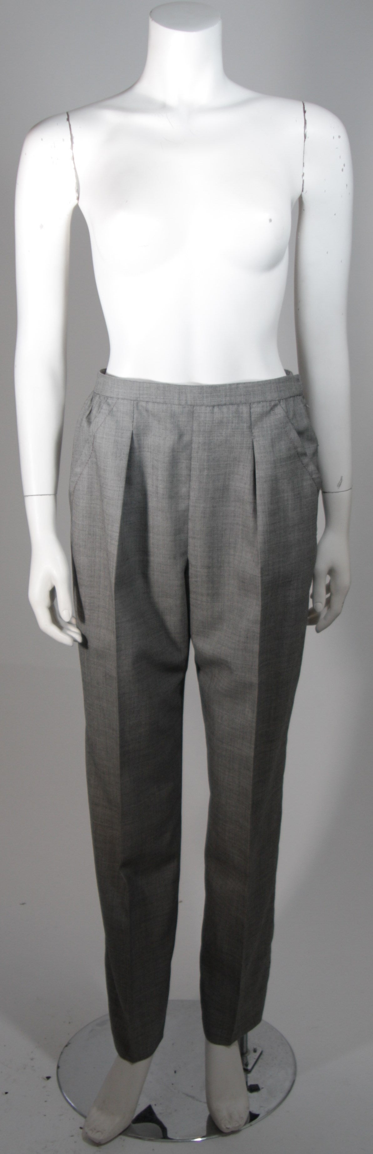 Galanos Couture Abstract Grey Wool Suit Size 2 4 6 5