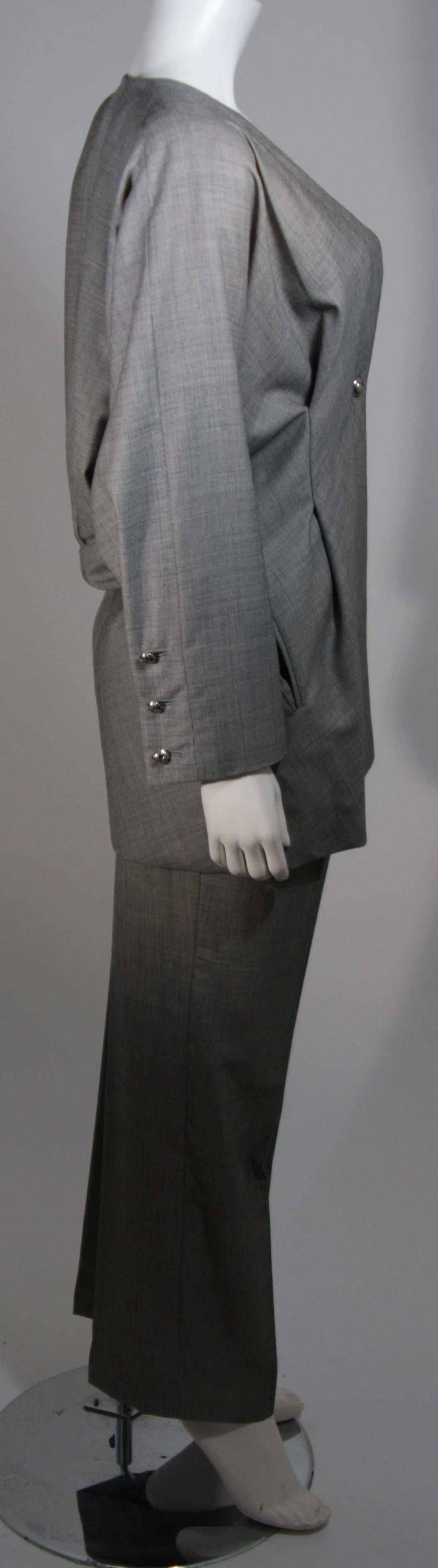 Galanos Couture Abstract Grey Wool Suit Size 2 4 6 1