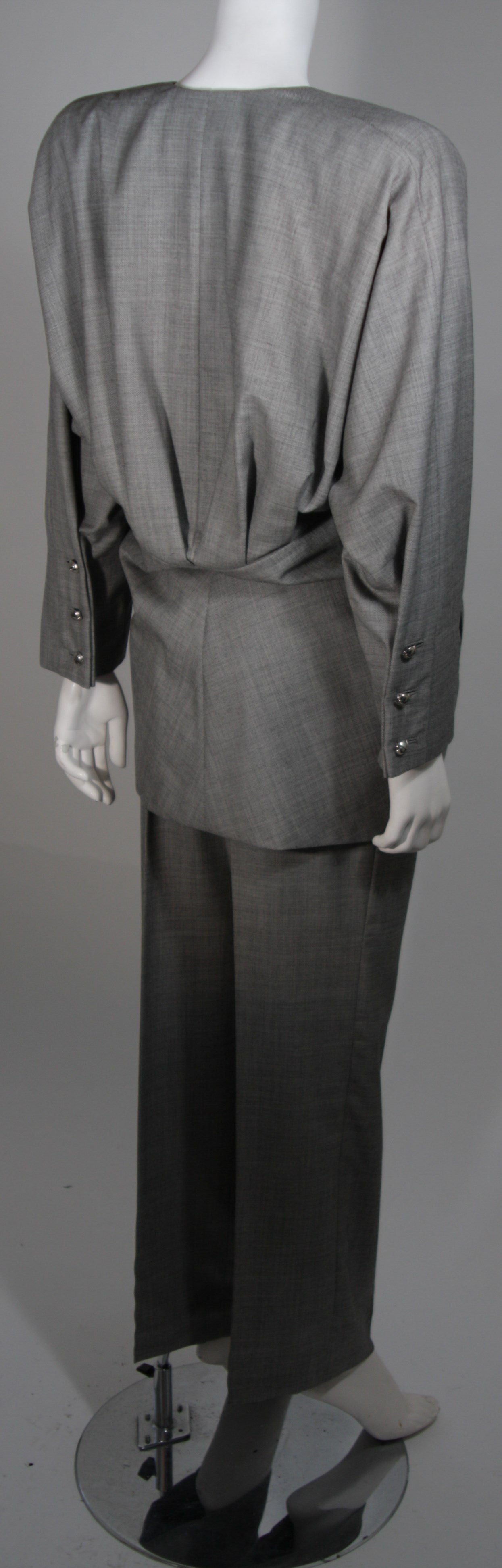 Galanos Couture Abstract Grey Wool Suit Size 2 4 6 2