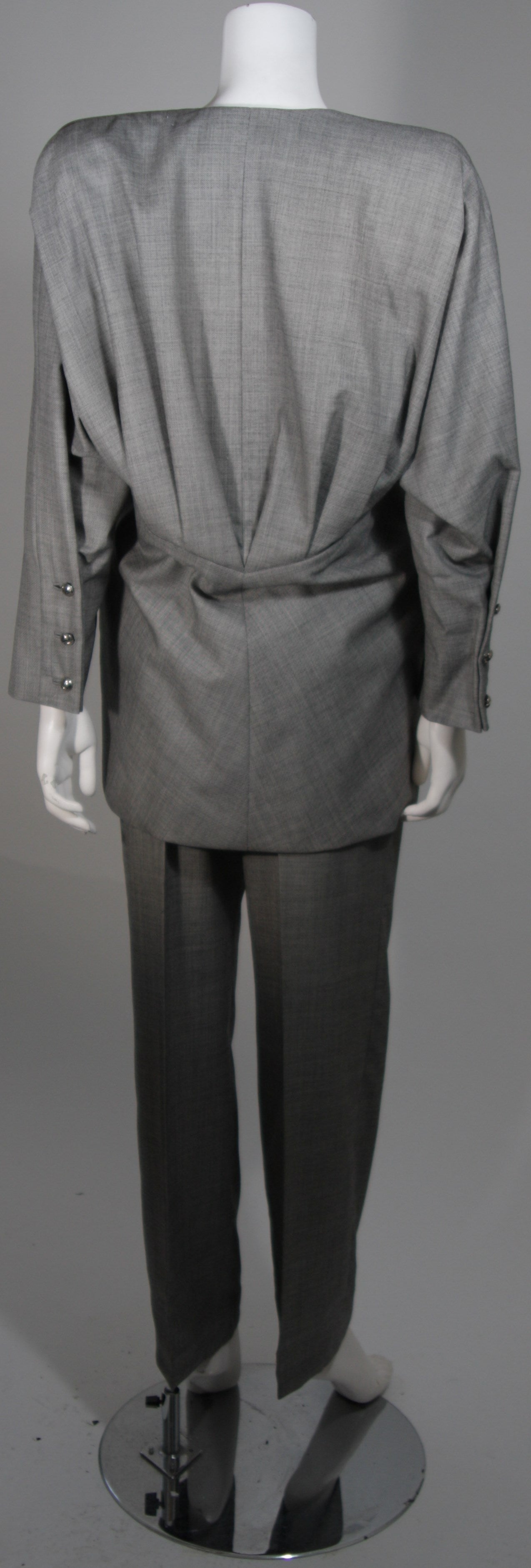 Galanos Couture Abstract Grey Wool Suit Size 2 4 6 3