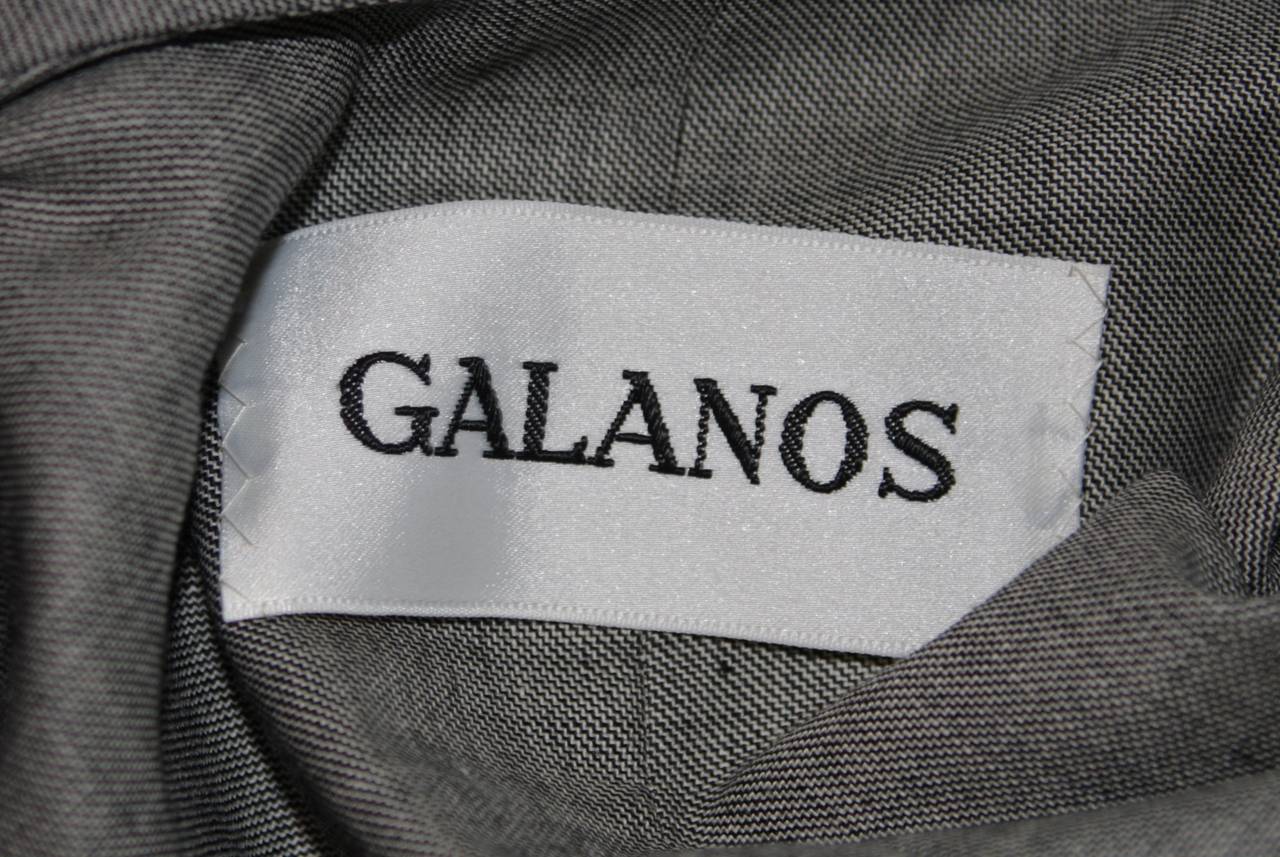 Galanos Couture Abstract Grey Wool Suit Size 2 4 6 6