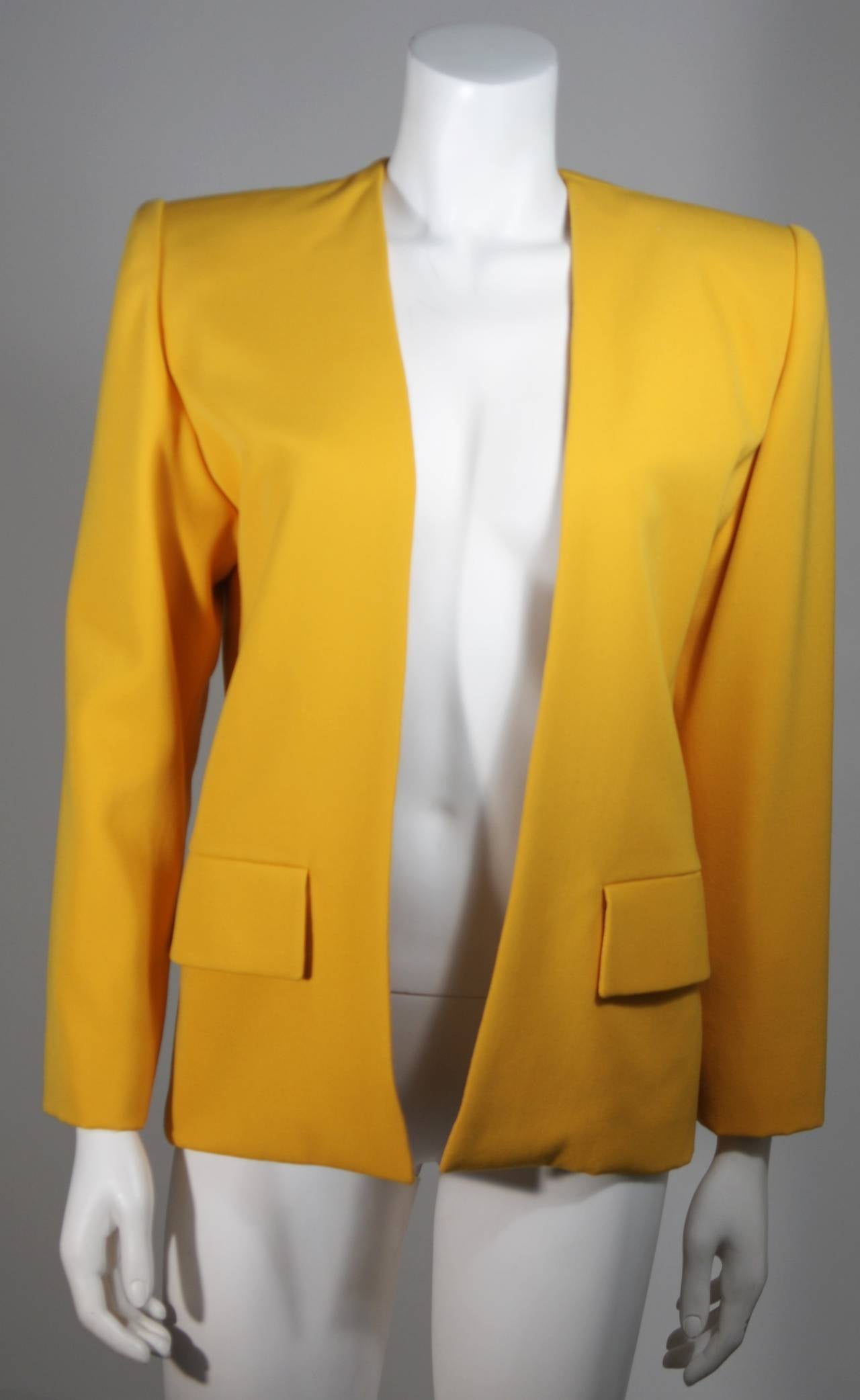 Galanos Couture Yellow Silk Skirt Suit Ensemble Size 2 4 3