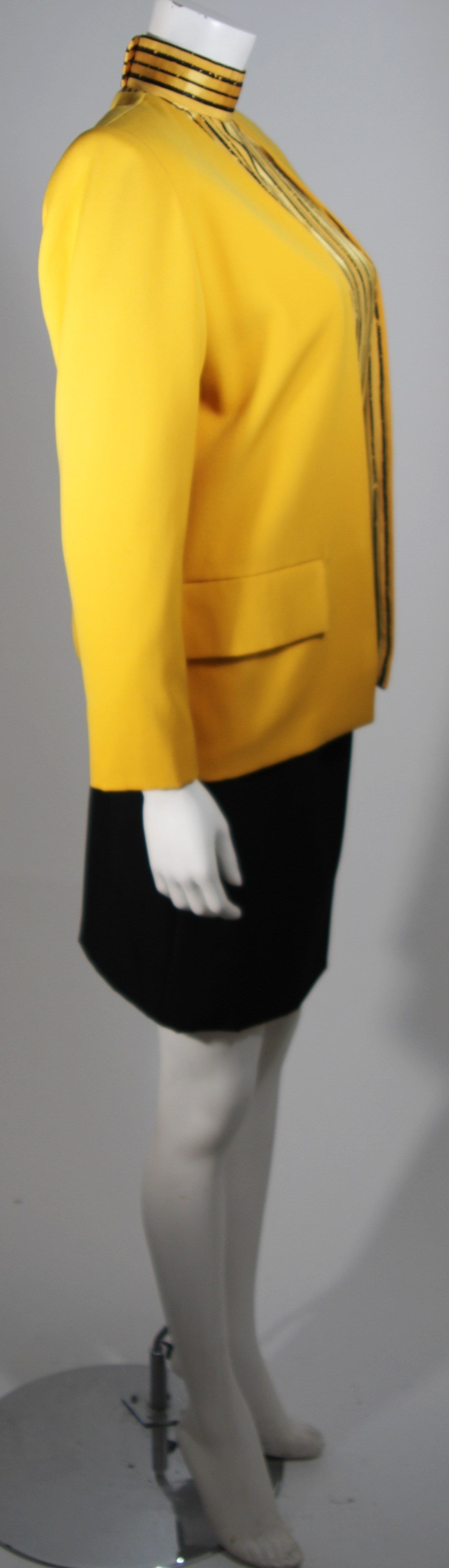Galanos Couture Yellow Silk Skirt Suit Ensemble Size 2 4 1