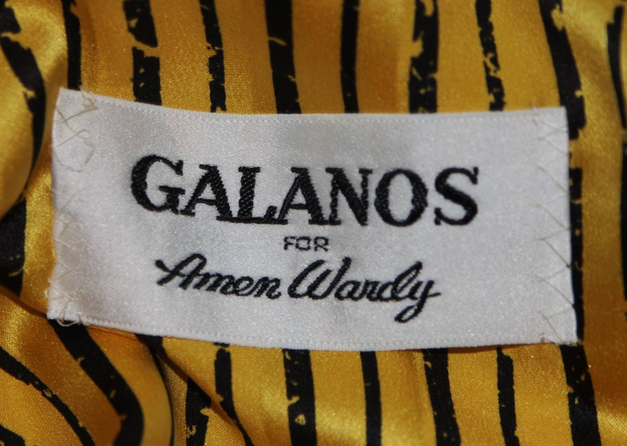 Galanos Couture Yellow Silk Skirt Suit Ensemble Size 2 4 6