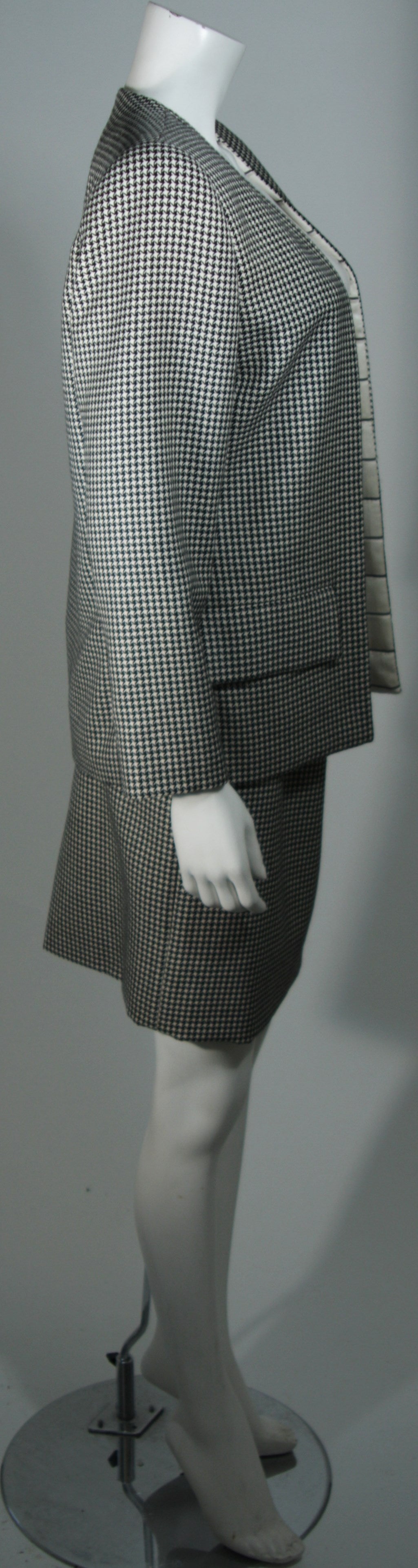 Galanos Couture Grey Houndstooth Skirt Suit Size 2 4 1